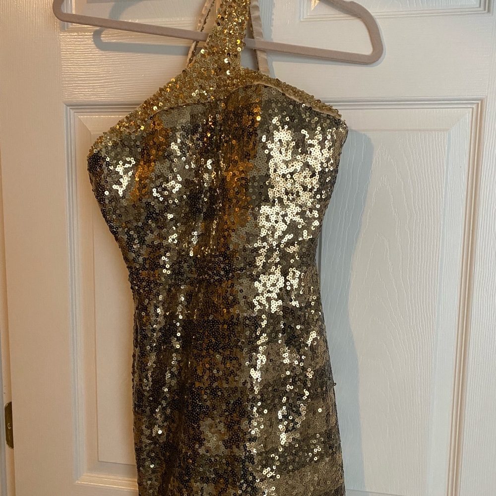 Bronze and gold sequin dress